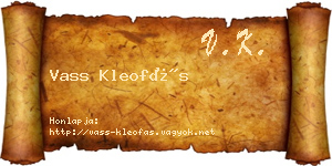 Vass Kleofás névjegykártya